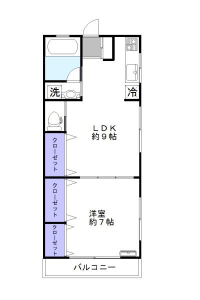 マンションカタノ(1LDK/2階)の間取り写真