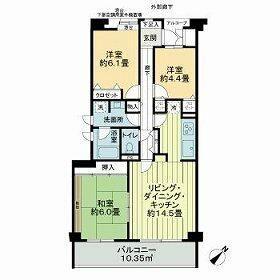 フェリカ幕張(3LDK/3階)の間取り写真