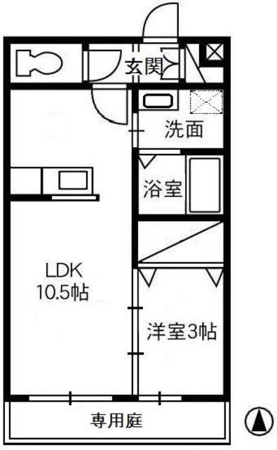 カンパーニャ・エフA棟(1LDK/1階)の間取り写真