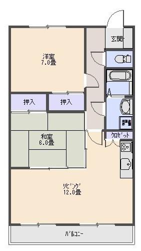 レジデンスコスモス(2LDK/2階)の間取り写真