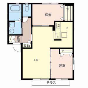 シャーメゾンリーフI(2LDK/1階)の間取り写真