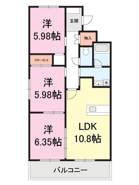 プレアデス(3LDK/2階)の間取り写真