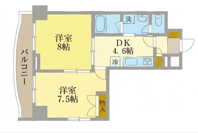 サンビレッジ段原(2DK/3階)の間取り写真