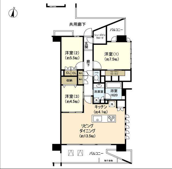 レーベン仙台一番町 THE FAVE(3LDK/15階)の間取り写真