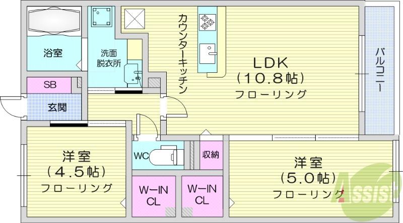 ボヌール T(2LDK/1階)の間取り写真