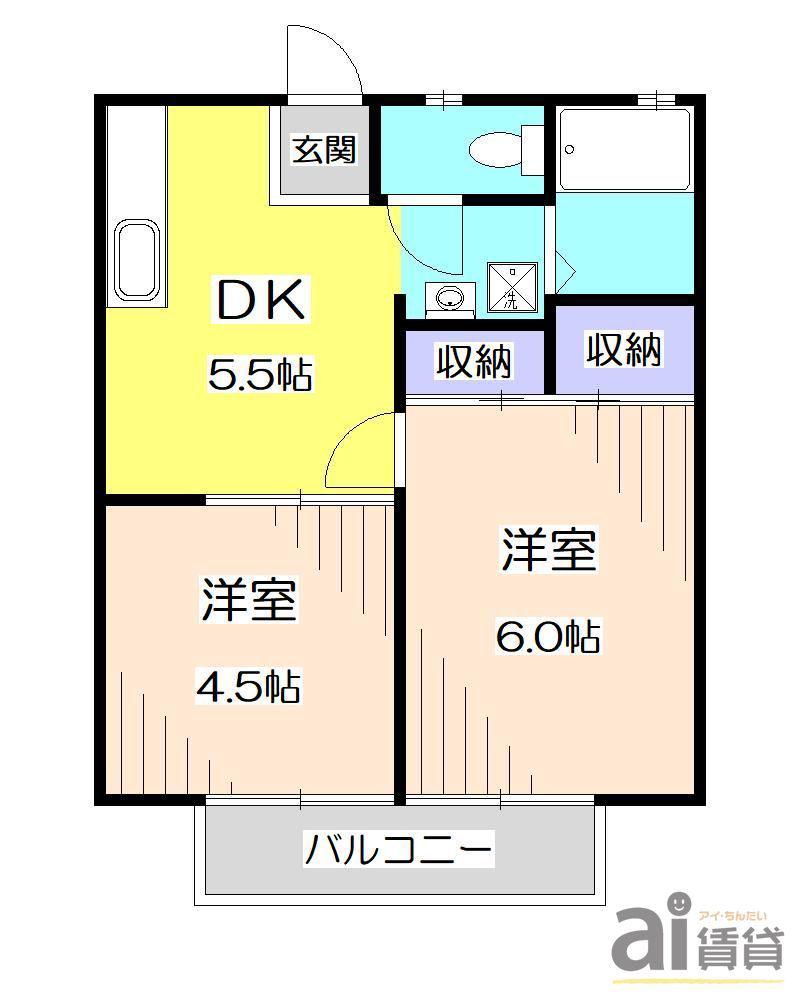 狭山台パナハイツ(2K/1階)の間取り写真
