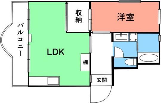 京王渕野辺マンション(1LDK/3階)の間取り写真
