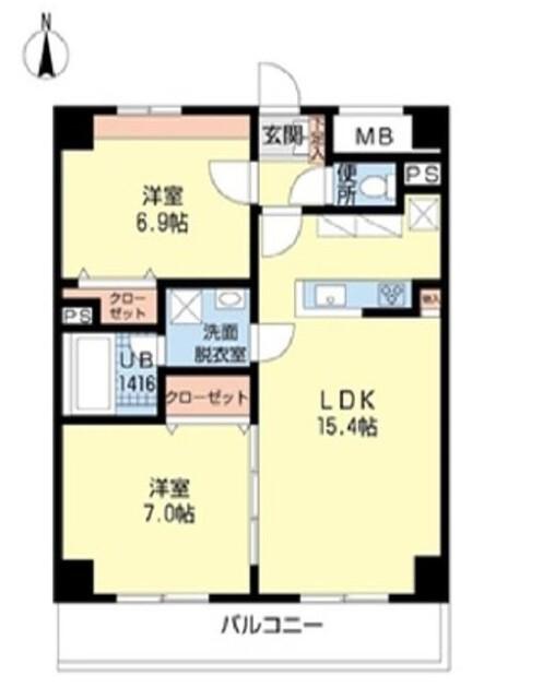 LEPICE(2LDK/4階)の間取り写真