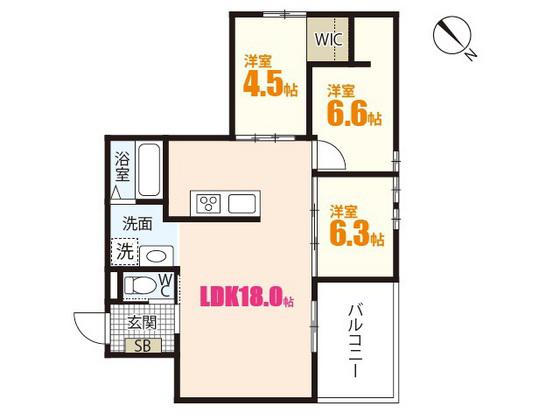 助実マンション(3LDK/3階)の間取り写真