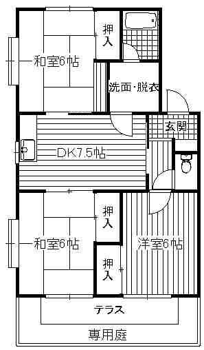 泉タウンA(3DK/1階)の間取り写真