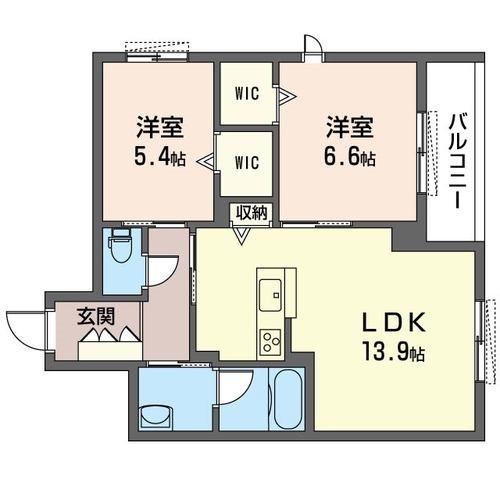 レジデンスヴィラ(2LDK/3階)の間取り写真