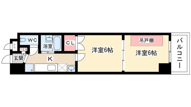 シャトーオオタ(2K/8階)の間取り写真