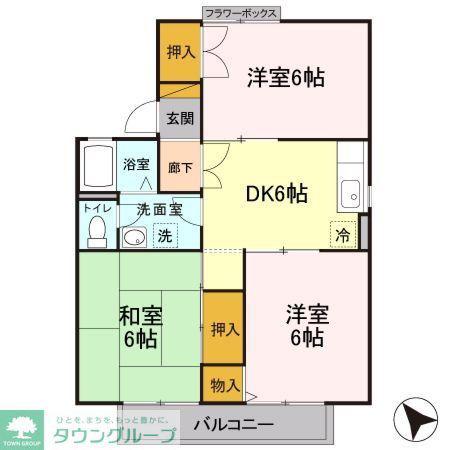 ドミール城西D(3DK/1階)の間取り写真