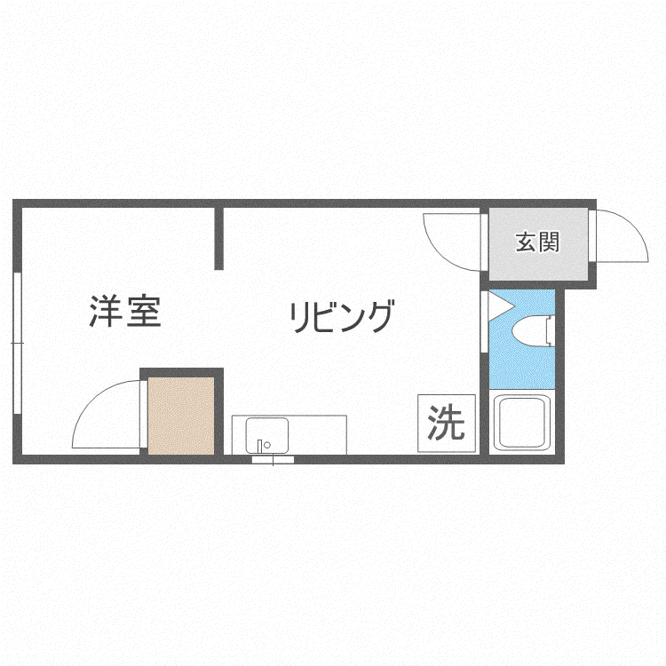 リバティーインハイム(1DK/1階)の間取り写真