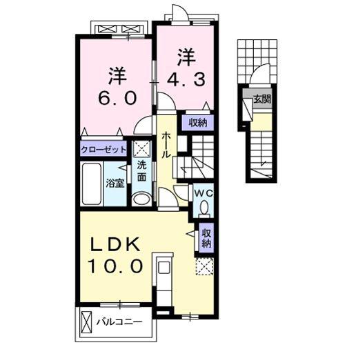 レジデンス北岩田(2LDK/2階)の間取り写真