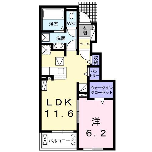 つゆくさハイツ(1LDK/1階)の間取り写真