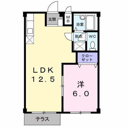エルディム車場(1LDK/1階)の間取り写真