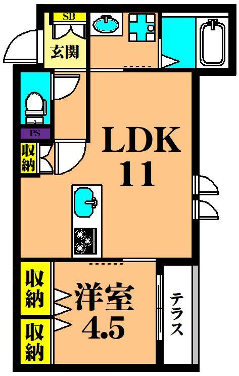 パークサイド品川(1LDK/1階)の間取り写真
