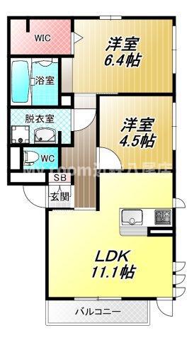 B-SIDE(2LDK/2階)の間取り写真