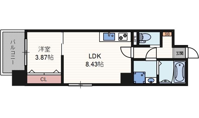 TOU MIYAKOJIMA(1LDK/6階)の間取り写真