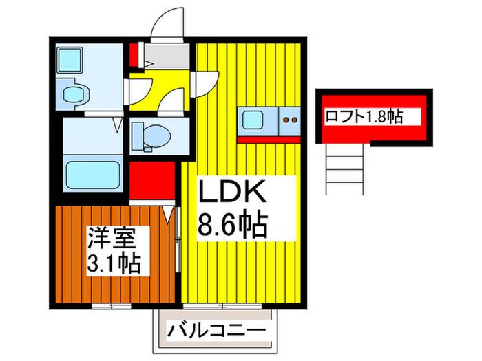 SAZAN-CASTLE(1LDK/3階)の間取り写真