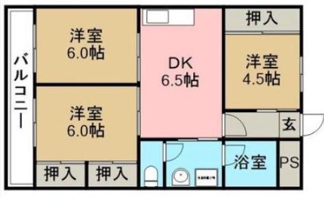 山本ビル(3DK/2階)の間取り写真