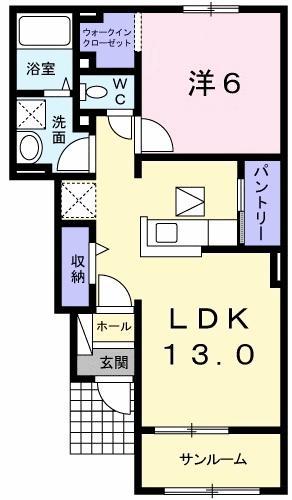フィオーレ(1LDK/1階)の間取り写真