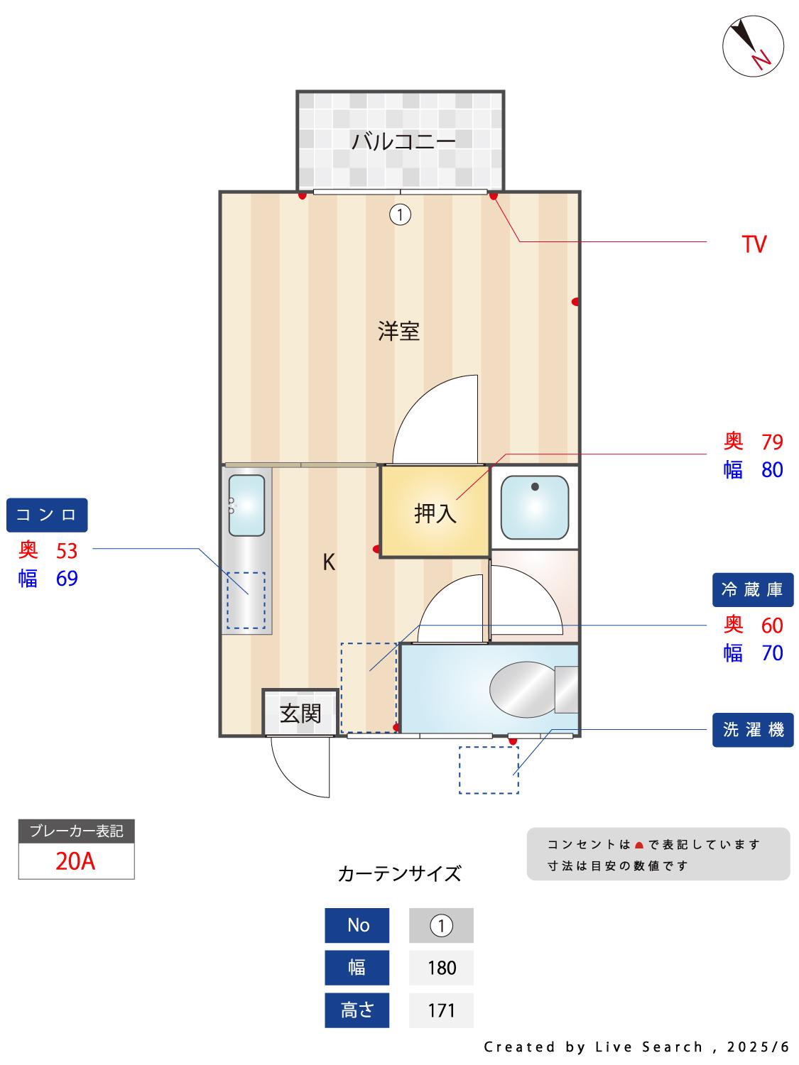 若杉荘(1K/2階)の間取り写真
