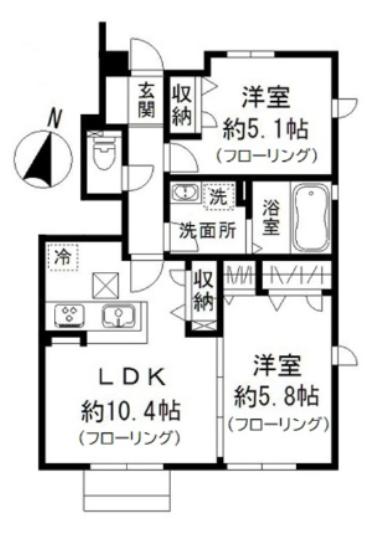 アボンリービレッジ(2LDK/1階)の間取り写真