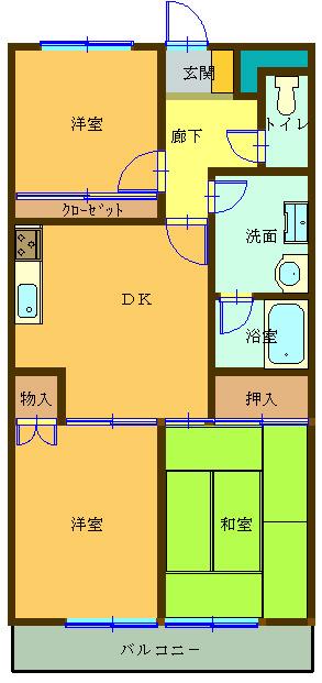 ビューハイムしまや(3DK/3階)の間取り写真