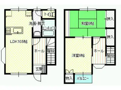 JR東北本線 北上駅 徒歩26分 2階建 築24年(2LDK/1階)の間取り写真