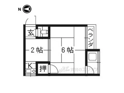 松原荘(1K/2階)の間取り写真