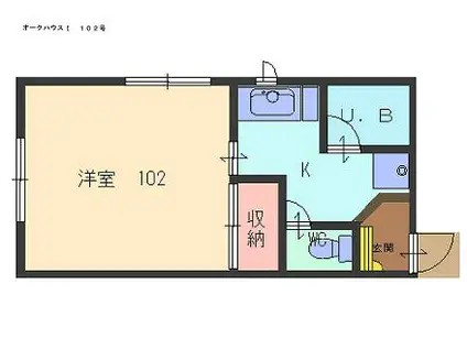 オークハウスI(1K/1階)の間取り写真