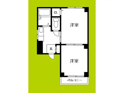 ヴィラ盛都(2K/3階)の間取り写真