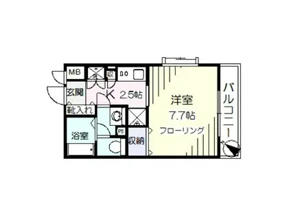 アルファグランデ竹の塚(1K/4階)の間取り写真