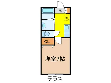 ニューひさごハイツB棟(1K/1階)の間取り写真