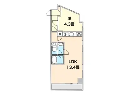 キャッスルマンション青葉台(1LDK/9階)の間取り写真