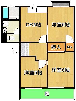 フレグランス赤坂 B(3DK/1階)の間取り写真