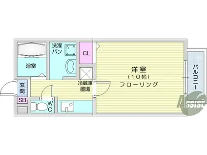 サンヴィレッジ泉崎(1K/1階)の間取り写真