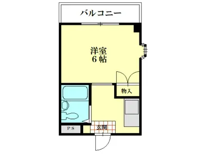 クイーンズピア枚方(1K/2階)の間取り写真