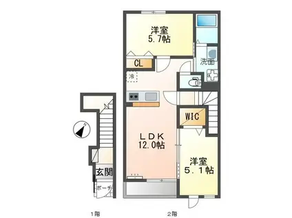 FOREST HOUSE(2LDK/2階)の間取り写真