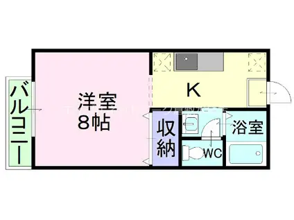 DNパレス C棟(1K/1階)の間取り写真