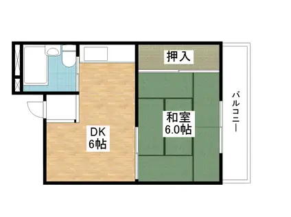 山元ビル(1DK/2階)の間取り写真