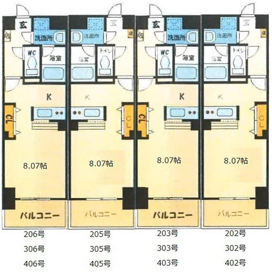 アーバン肴町(1K/4階)の間取り写真