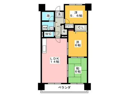 ベルカーサ有楽(3LDK/4階)の間取り写真