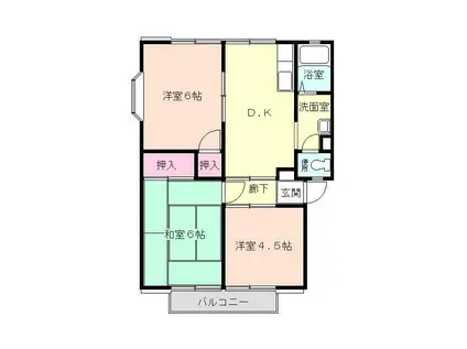 ファーストライフ板戸II(3DK/1階)の間取り写真