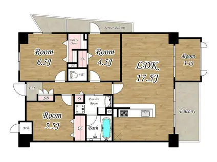 MIDVILLAGE SONE(4LDK/2階)の間取り写真