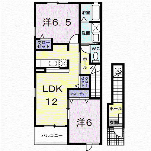 アンジュ(2LDK/2階)の間取り写真