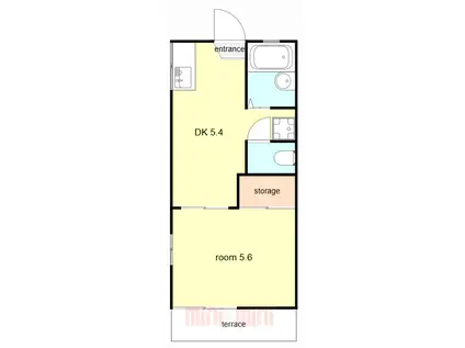 ケネス夙川(1DK/1階)の間取り写真