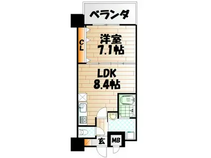 NO.65クロッシングタワーORIENT.BLD(1LDK/14階)の間取り写真